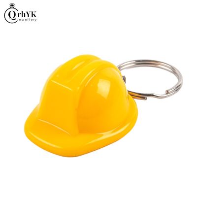 1PC Safety Helmet Hard Hat  Event Holiday Creative Yellow/White Color Keychain Jewelry Gifts For Women Men Key Chains