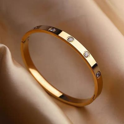 Gold Plating Lover Bracelets & Bangles for Women Charming Zirconia Couple Bracelet 2023 New Trendy Luxury Jewellery Gifts