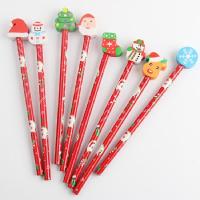 50pcs Creative Pen Kawaii Christmas HB Wood Pencils with Eraser Kids Gift Promotion Gifts Pen School Stationery