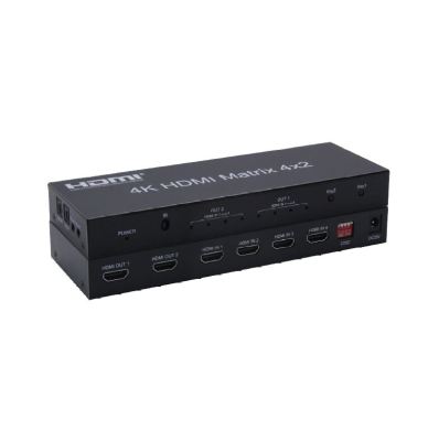 HDMI Matrix Switch 4x2 อุปกรณ์ที่สามารถเชื่อมต่อแหล่งสัญญาณขาเข้า HDMI 4 ช่อง ออกจอแสดงผล HDMI 2 ช่อง มาพร้อมระบบเสียง