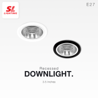 SL LIGHTING โคมไฟดาวน์ไลท์ แบบฝังฝ้า ขนาด 3.5นิ้ว ขั้ว E27 ขอบสีดำ, สีเงา, สีขาว, สีทอง รุ่น SL-6-518