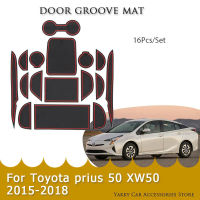 ประตู Groove Mats สำหรับ Toyota Prius 50 XW50 2015 2016 2017 2018 Gate Slot Pad ยาง Anti-Slip ถ้วยเบาะรถภายในสติกเกอร์