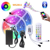 DC12V Bluetooth Addressable WS2811 Pixel Led Strip Light Music Voice 24key IR Remote Control 5M 10M 5050 RGB Smart IC Led Tape