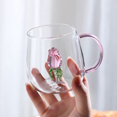 【CW】◕✿◊  Glass Cup with Handle Household for Juice Mug cute copas de cristal colores