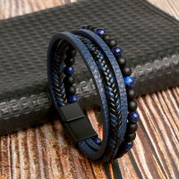 Beads Wrap Bracelet Bracelets Wristband Braided Mens Leather