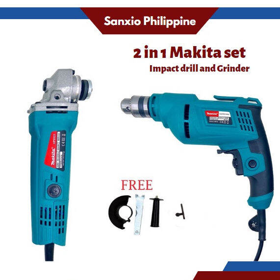 MAKITA 2 in 1 Impact drill and Grinder with carbon brush Power Tool Set