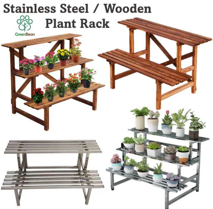 Plant Rack Plant Stand Wooden / Stainless Steel Plant Self Flower Rack For Indoor Outdoor
