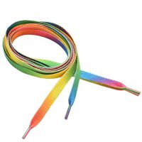 10Pcs = 5คู่ Rainbow Gradient พิมพ์ผ้าใบแบนรองเท้าลูกไม้รองเท้า Casual Chromatic สี Shoelaces ผ้าฝ้ายที่มีสีสัน Laces