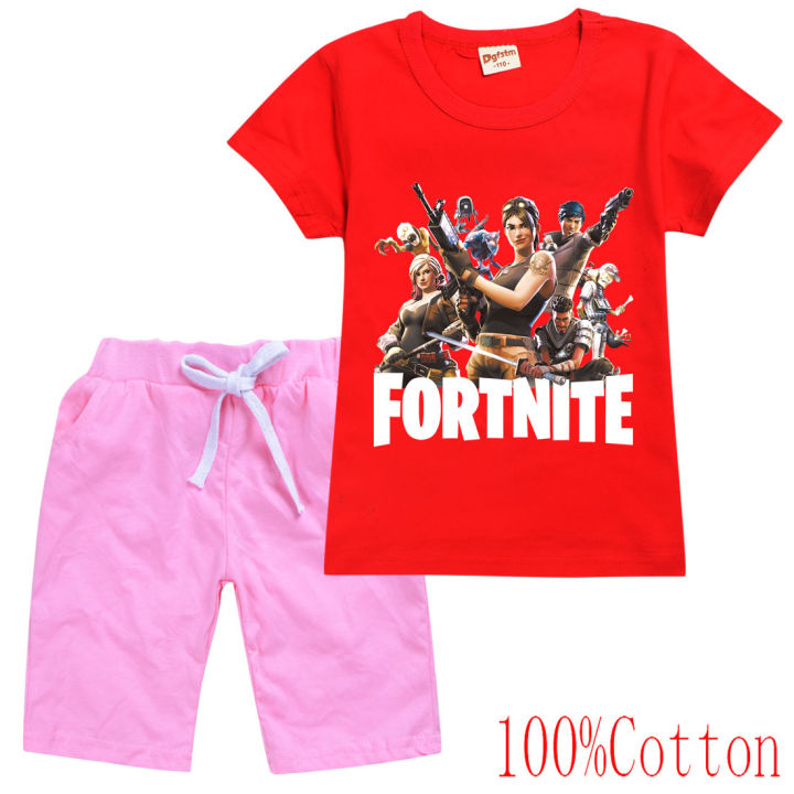 fortnites-เสื้อยืดชุดสาวเด็กแขนสั้นเสื้อทีกางเกงขาสั้น8256บุคลิกภาพเสื้อยืดสันทนาการการ์ตูนกางเกงขาสั้นแฟชั่นใหม่เกาหลี