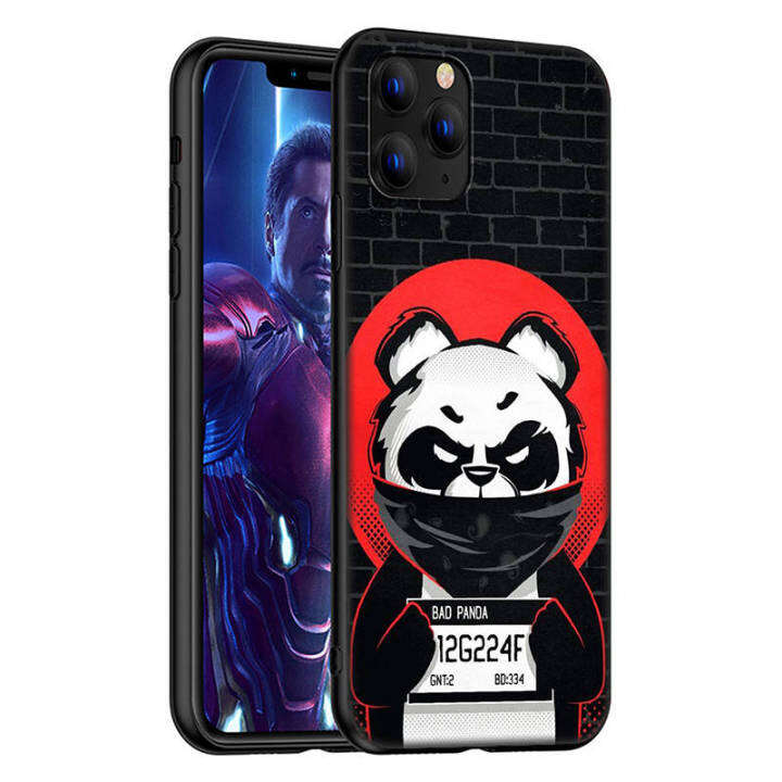 casing-หรับ-iphone-11-12-mini-x-xs-xr-pro-max-6-6s-7-8-6-7-8-plus-5-5s-se-2020-el27-cartoon-panda-pattern-phone-เคสโทรศัพท์-อ่อนนุ่ม-tpu-black-ปก