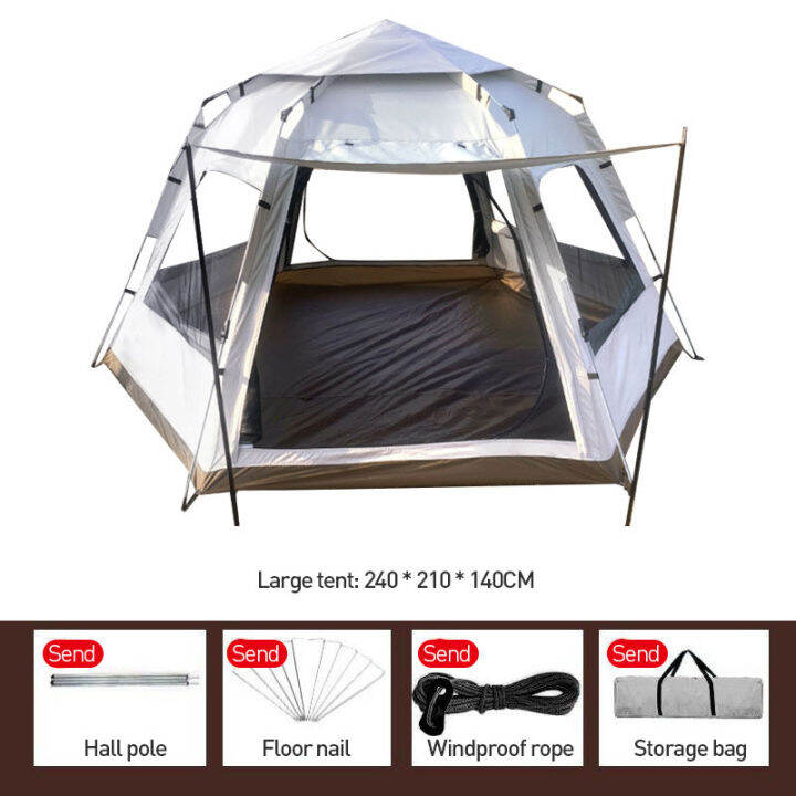 koetsu-cod-tent-หกเหลี่ยมเต็นท์กลางแจ้งตั้งแคมป์พื้นที่ขนาดใหญ่กันฝนตั้งแคมป์สนามเต็นท์อัตโนมัติแบบพกพาเต็นท์อุปกรณ์ตั้งแคมป์กลางแจ้งหลังคา