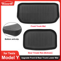 MY TPE ยาง Frunk Mat Sub-Trunk ถาดสำหรับ Tesla รุ่น Y 2021-2023 Cargo Liners ด้านหน้า &amp; ด้านหลัง Trunk Storage Lower Mat กันน้ำ