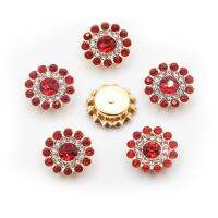 20 Pieces 14mm Flower Buttons with Rhinestones Sew for Jewelry Making DIY Crafts Decoration Haberdashery