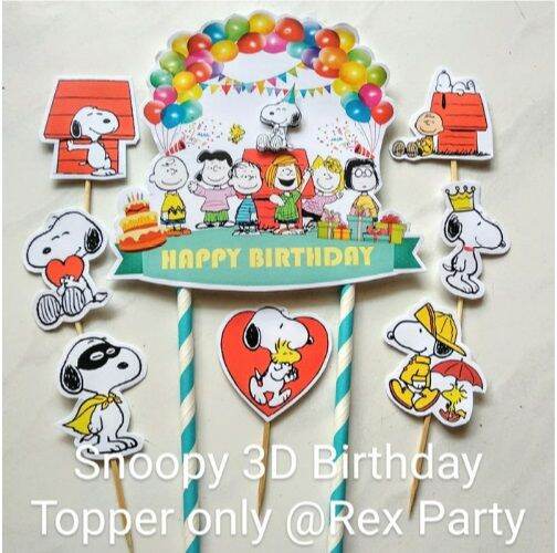 Topper Kue Snoopy/Snoopy Cake Topper/Snoopy 3D Birthday Topper/Peanuts