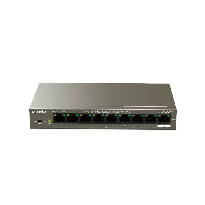 tenda-tef1109p-8-63w-9-port-10-100mbps-desktop-switch-with-8-port-poe-สวิตซ์-ของแท้-ประกันศูนย์-5ปี