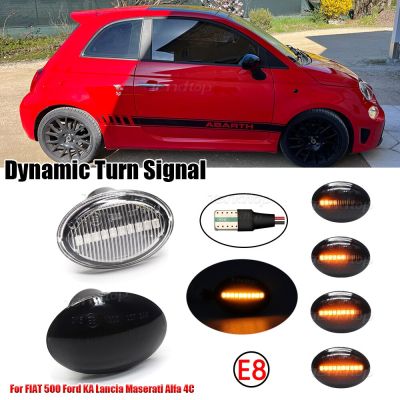 【CW】2pcs Dynamic Amber LED Flashing Turn Signal Light For FIAT 500 500C 500L Side Marker Fender Light Lamp For Abarth 500 595 695