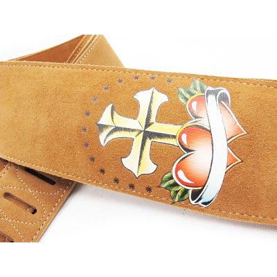‘【；】 YUEKO F-P218 Leather Is Soft And Durable Cross Heart Pattern Widened Length Adjustable Acoustic Bass Guitar Strap Accessory