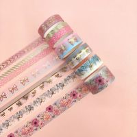 Gold Foil Washi Tape Set 15mmx3meter colorful Bowknot Flower Gift Paper Scrapbooking ing Tape Adhesive Sticker Stationer