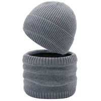 ฤดูหนาว Skullies หมวกชุดขนสัตว์ถักหมวกผ้าพันคอ Plus กำมะหยี่ชาย Bonnet ผู้หญิงผู้ชาย Plush Beanies หมวก Collar Set