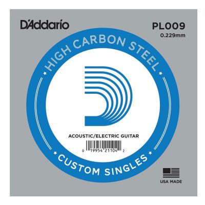 Daddario สายกีต้าร์ สายปลีก ขนาด 0.009 Plain Single String 0.009 รุ่น PL-009 (Pack of 5)