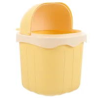 ┅ Trash Cans Lids Countertop Garbage Anti-stress Container Plastic Desk Mini Bucket Tabletop