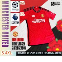 ✳❖¤ LJ7.22 เสื้อกีฬาแขนสั้น ลายทีมชาติฟุตบอล Manu 23 24 ชุดเหย้า คุณภาพสูง ไซซ์ S - 4XL