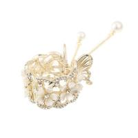 ◕◑☏ Molans Pearl Rhinestone Hair Clip For Women Simple Hairpin High Ponytail Holder Hair Claw Hair Accessories