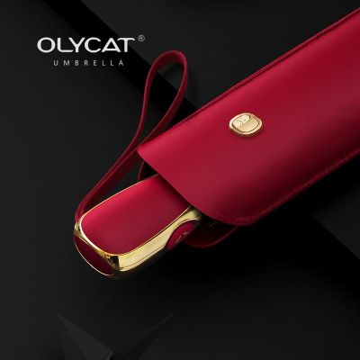 OLYCAT ร่มร่มอัตโนมัติแบนสำหรับผู้หญิงน้ำหนักเบามากสำหรับเดินทางร่มกันแดดสุดหรูกันรังสียูวีแบบพกพา Gratis Ongkir ร่ม