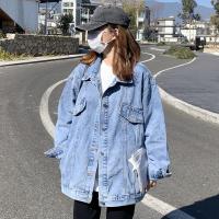 Spot parcel post Spring and Autumn Black Denim Jacket for Women Spring 2023 New Fashionable Loose Korean Style Hong Kong Style Casual Fried Street Coat