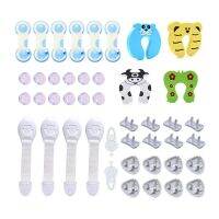 ▧✠☜ 44PCS Baby Drawer Safety Lock Set Power Socket Cover Kit Household Children Door Stopper Guard Set