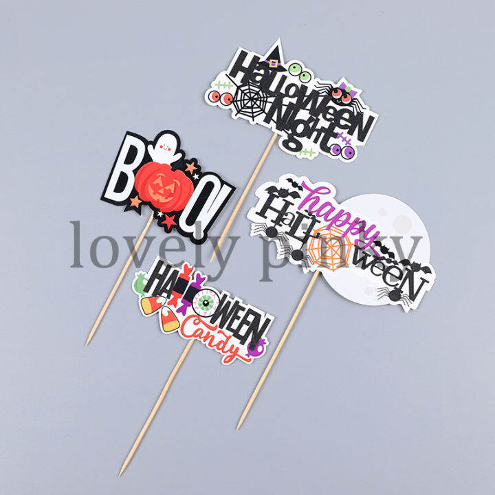 พร้อมส่ง-ป้ายปักเค้กแต่งขนมฮัลโลวีน-happy-halloween-รูปผี-ฟักทอง-หมวกแม่มด-บ้านผีสิง-เทศกาลฮัลโลวีน-ป้ายแต่งเค้ก