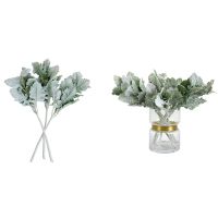 Artificial Flocked Lambs Ear Leaves Dusty Stems Flocked Oak Leaves Lambs Ear Leaf for Home Wedding