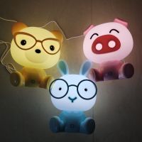 Rabbit Led Night Lights Pig Bear Night Lamps Mini Cartoon Animal Table Lamp Baby Kids Gifts Bedroom Bedside Luminaire Home Decor