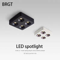 BRGT จุดไฟ Led พื้นผิวติดตั้งสปอตไลโคมไฟเพดานบาง4หัว2หัวอลูมิเนียมป้องกันแสงจ้า Foco แสงในร่ม110V220 *