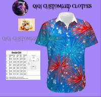 Colorful Fireworks 2023 Summer and Autumn Hawaiian Shirt High Quality, Unisex, Size S-3XL