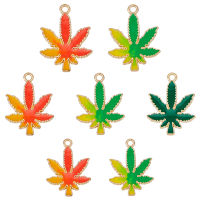 28Pcsc 7 Style Alloy Enamel Pendants Maple Leaf Light Gold Mixed Color 20-30x15-22x1.3mm Hole: 1.5-2mm 4pcs/style