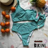 ? SHEIN BIKINI ชุดว่ายน้ำแฟชั่น ชุดว่ายน้ำสีเขียวลายจุด พร้อมส่งจากไทย GREEN SIZE M XS #SHGRN0015