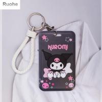 RUOHE เคสใส่บัตรสไตล์เกาหลีสำหรับนักเรียนผู้หญิง,เคสเครดิตไอดีการ์ดมีสายคล้องบัตรที่คลุมเก็บรักษาของควบคุมบัตรเข้าบัตรการ์ตูน