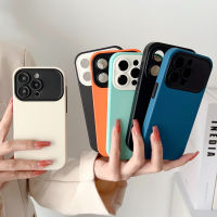 HOCE หน้าต่างใหญ่ใหม่สองเคสซิลิโคนโทรศัพท์สีสำหรับ iPhone 14 13 12 11 Pro Max 14 Plus XR X XS Max 2 In 1ผิวสัมผัสสีทึบเคสหุ้มกันกระแทก