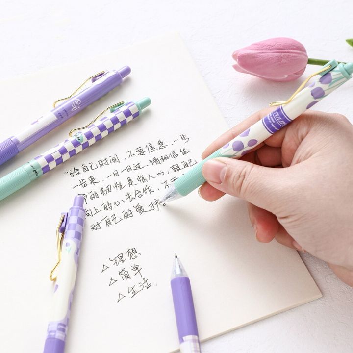 4pcs-purple-tulip-gel-pen-set-flower-design-super-tiny-0-5mm-ballpoint-black-color-ink-for-writing-office-school-f7322-pens