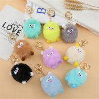 【CW】Candy Color Big Eye Animal Pom Pom Keyring For Women Kids Car Key Rings Backpack Decorated Cute Mini Elf Monster Plush Keychain