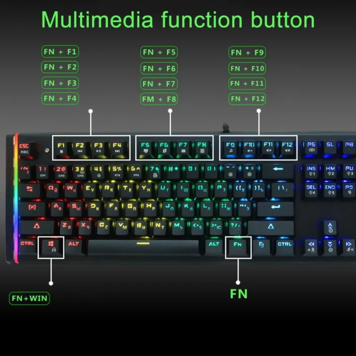 ZUOYA X51 Mechanical Keyboard 87 Keys Mix Backlight Russian Anti ...