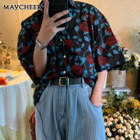 MAYCHEER  เสื้อยืดแฟชั่นแขนสั้นลำลองในเมืองเสื้อเชิ้ตผู้ชาย