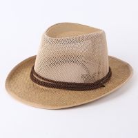 【CC】 New Cowboy Cap Breathable Mesh Beach Hats Man Wide Brim Protection Ultraviolet-proof Hat Fishing Outdoors