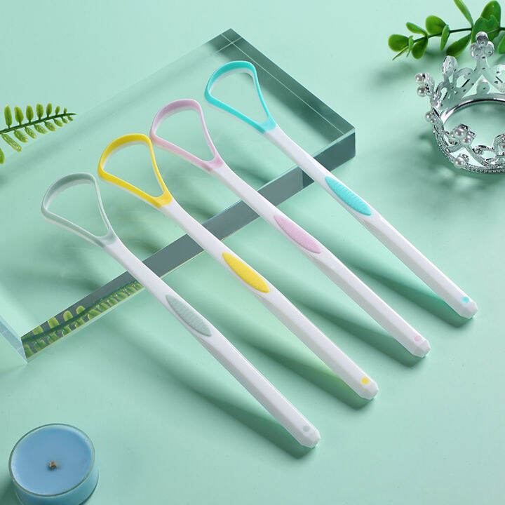 4 tongue scrapers, individually packaged, tongue coating cleaner