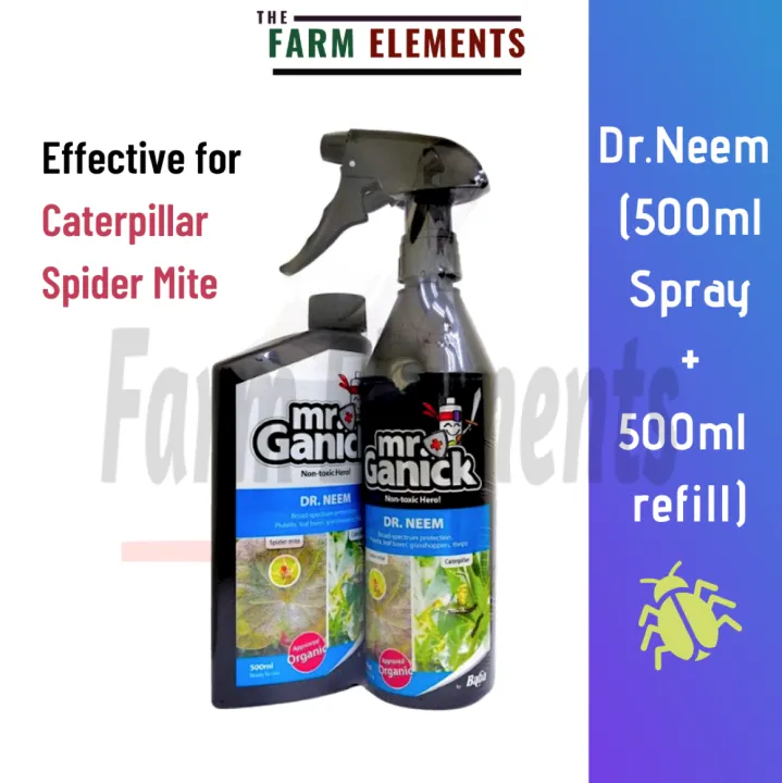 Baba Dr. Neem Natural Pesticides 2x500ML [Twin Pack] [NonToxic]For Spider Mite & Caterpillar