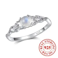 NianMiao Genuine Moonstone Ring Sterling Silver For Women Rainbow Moonstone Thumb Ring Minimalist Statement Band Finger Ring Dainty Trendy With Box