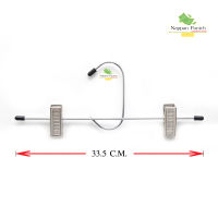 (12 ชิ้น)  ไม้แขวนคอ C ไม้แขวนกางเกง +กิ๊ปเหล็ก หนีบกระโปรง/กางเกง