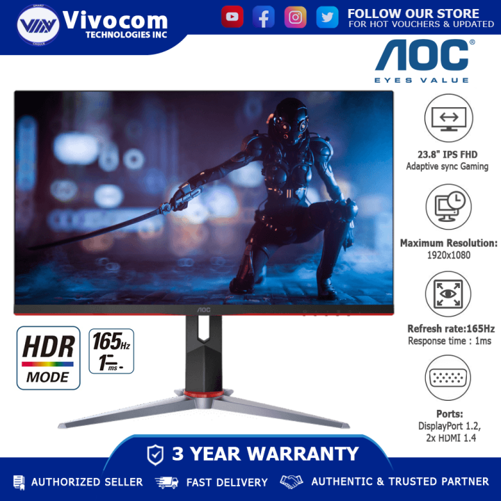  AOC 24G2SP 24 Frameless Gaming Monitor, Full HD IPS