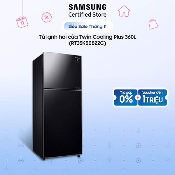 Tủ lạnh Samsung hai cửa Twin Cooling Plus 377 lít (RT35K50822C) 2 dàn lạnh độc lập Twin Cooling
